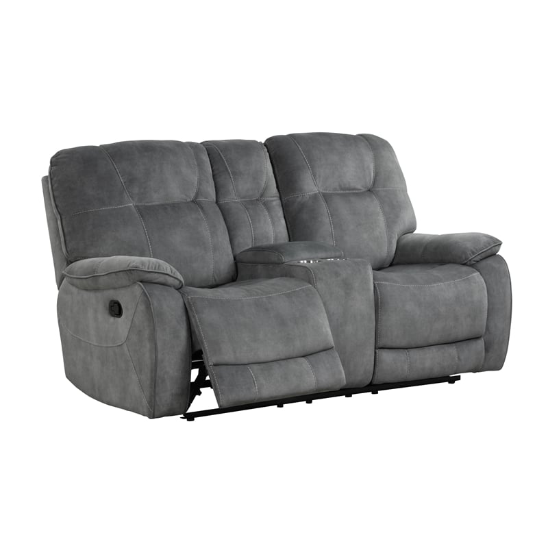 Pemberly Row Polyester Manual Console Loveseat in Shadow Gray