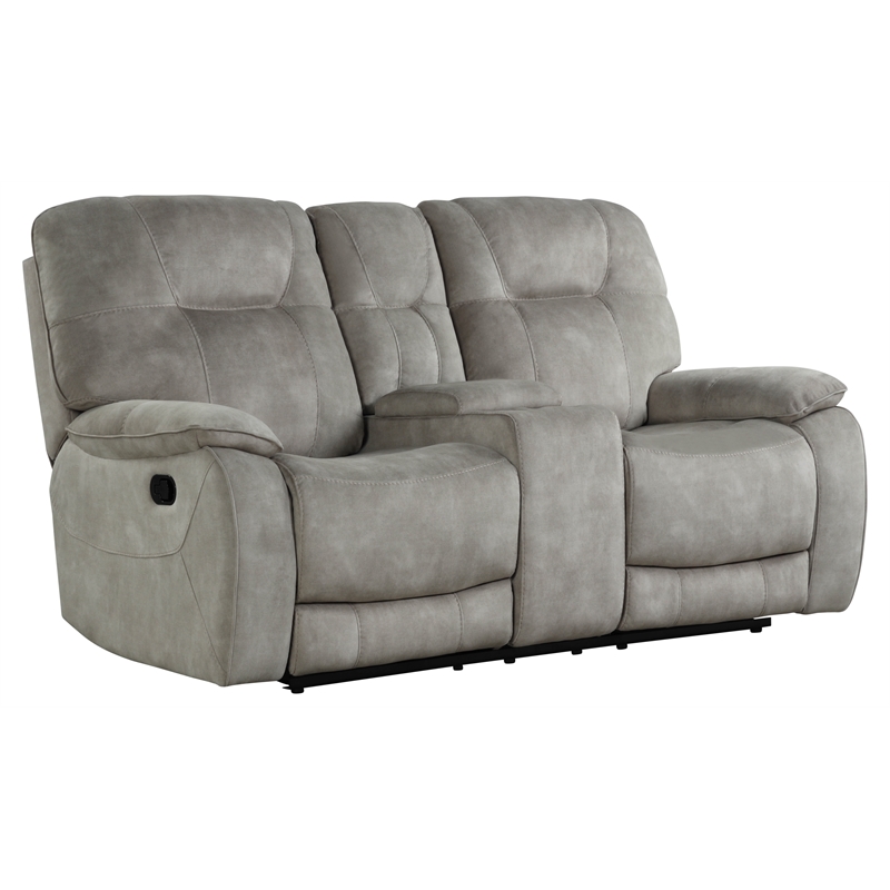 Pemberly Row Polyester Manual Console Loveseat in Shadow Tan