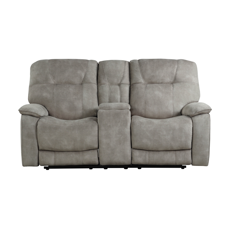Pemberly Row Polyester Manual Console Loveseat in Shadow Tan