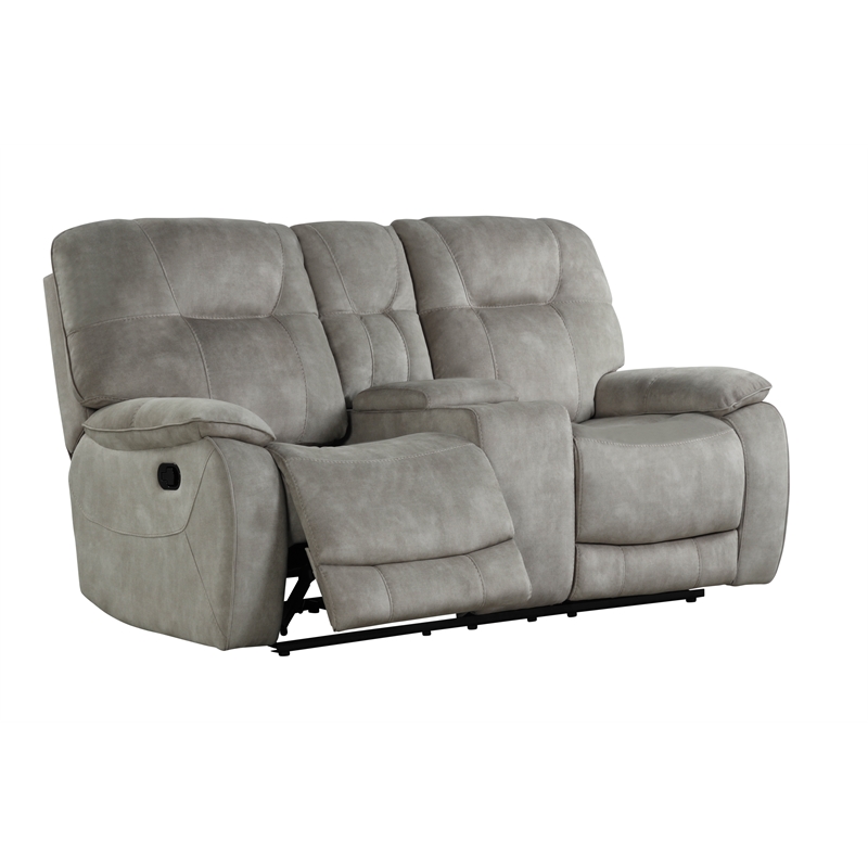 Pemberly Row Polyester Manual Console Loveseat in Shadow Tan