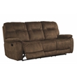 Pemberly Row Polyester Manual Triple Reclining Sofa in Shadow Brown