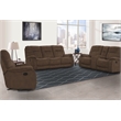 Pemberly Row Polyester Manual Triple Reclining Sofa in Shadow Brown