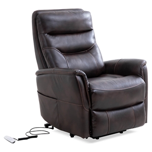 Pemberly Row Power Lift Recliner w/Articulating Headrest in Truffle Brown