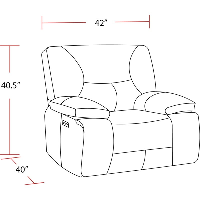 Pemberly Row Cobalt Power Fabric Zero Gravity Recliner in Charcoal