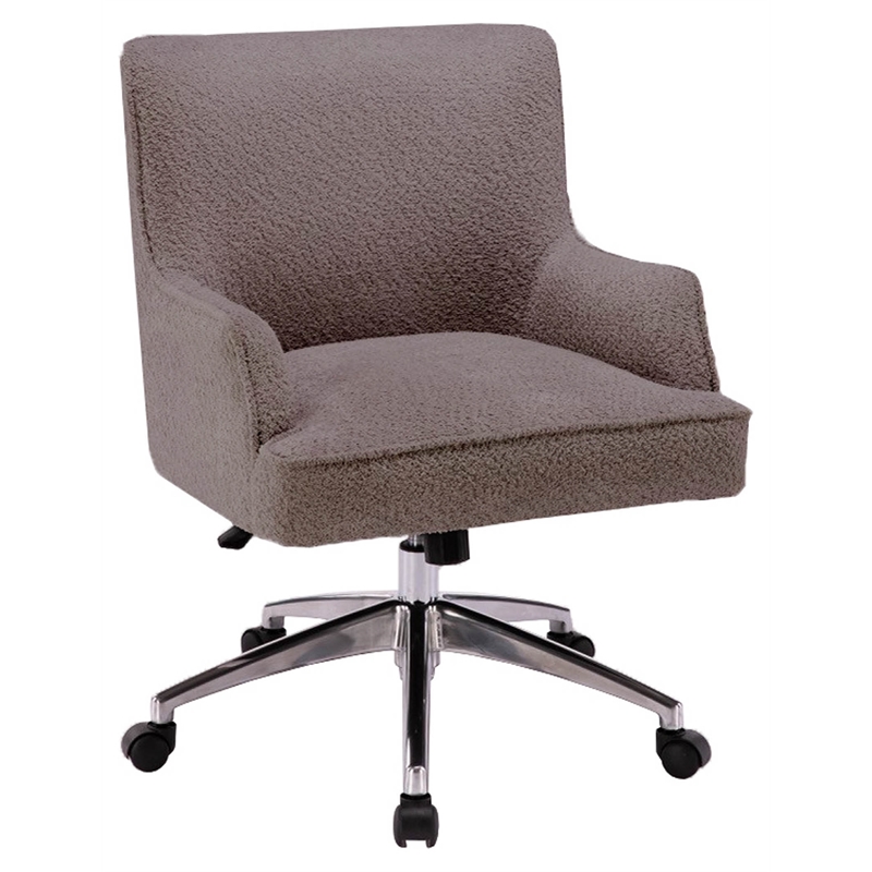 Pemberly Row Fabric Desk Chair with Casters in Brown Granite
