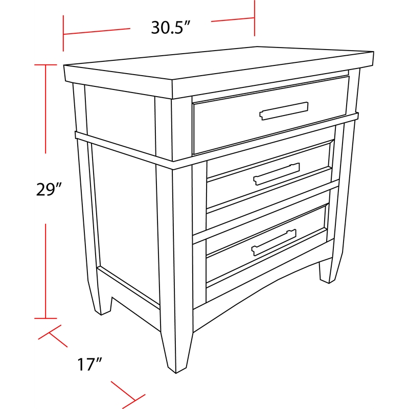 Pemberly Row 30.5'W Modern Bedroom 3 Drawer Nightstand in White