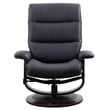 Pemberly Row Fabric Manual Reclining Swivel Chair and Ottoman in Black