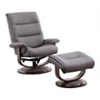 Pemberly Row Fabric Manual Reclining Swivel Chair and Ottoman in Haze Gray