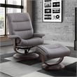 Pemberly Row Fabric Manual Reclining Swivel Chair and Ottoman in Haze Gray