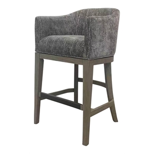 Pemberly Row Wood Dining Upholstered Swivel Barstool in Gray