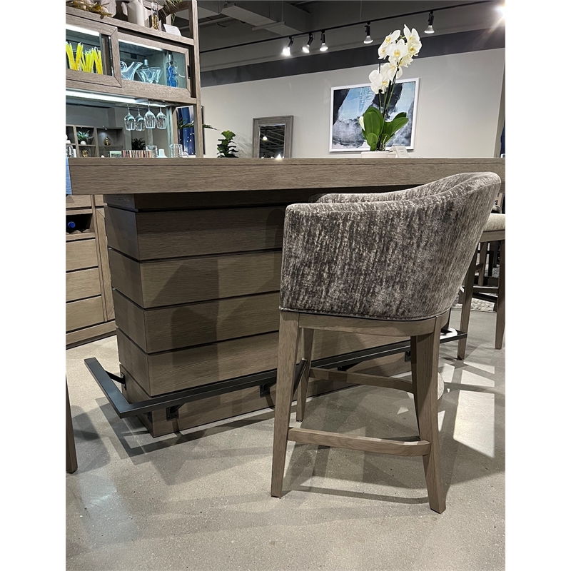 Pemberly Row Wood Dining Upholstered Swivel Barstool in Gray