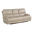 Pemberly Row Linen Fossil Beige Leather Power Reclining Cordless Sofa