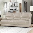 Pemberly Row Linen Fossil Beige Leather Power Reclining Cordless Sofa