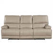 Pemberly Row Linen Fossil Beige Leather Power Reclining Cordless Sofa