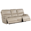 Pemberly Row Linen Fossil Beige Leather Power Reclining Cordless Sofa