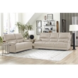 Pemberly Row Linen Fossil Beige Leather Power Reclining Cordless Sofa