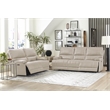 Pemberly Row Linen Fossil Beige Leather Power Reclining Cordless Sofa