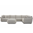 Pemberly Row Transitional Fabric Ottoman with Casters in Beige