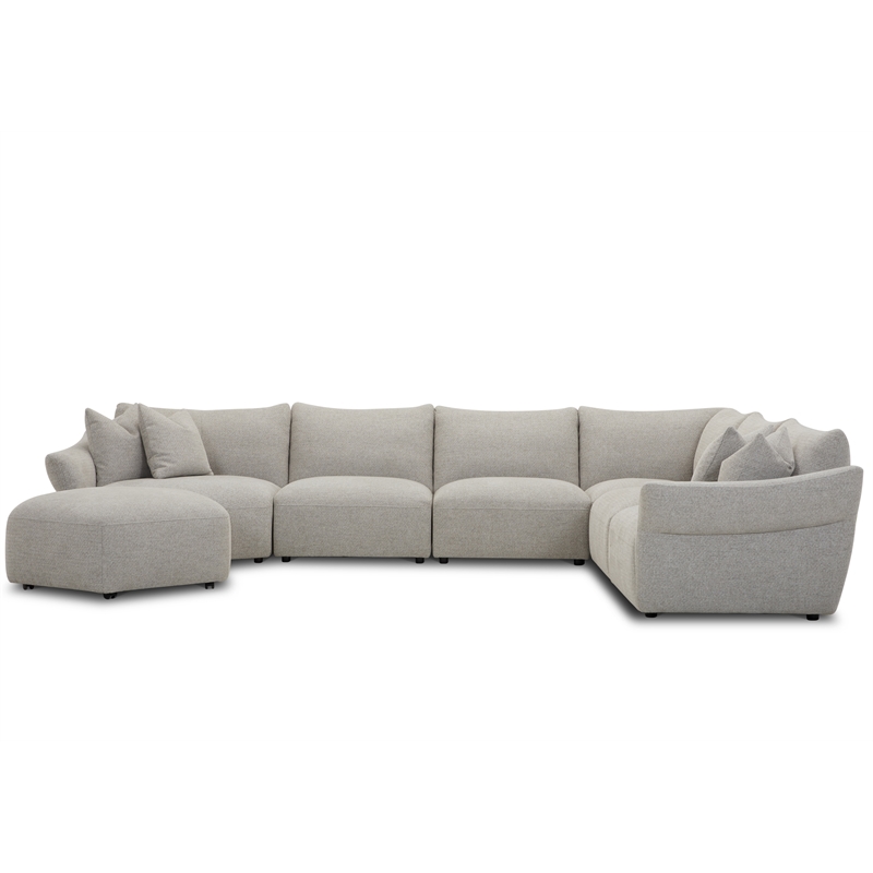 Pemberly Row Transitional Fabric Ottoman with Casters in Beige