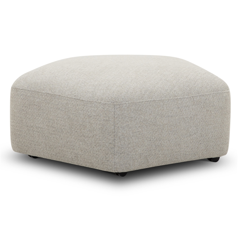 Pemberly Row Transitional Fabric Ottoman with Casters in Beige