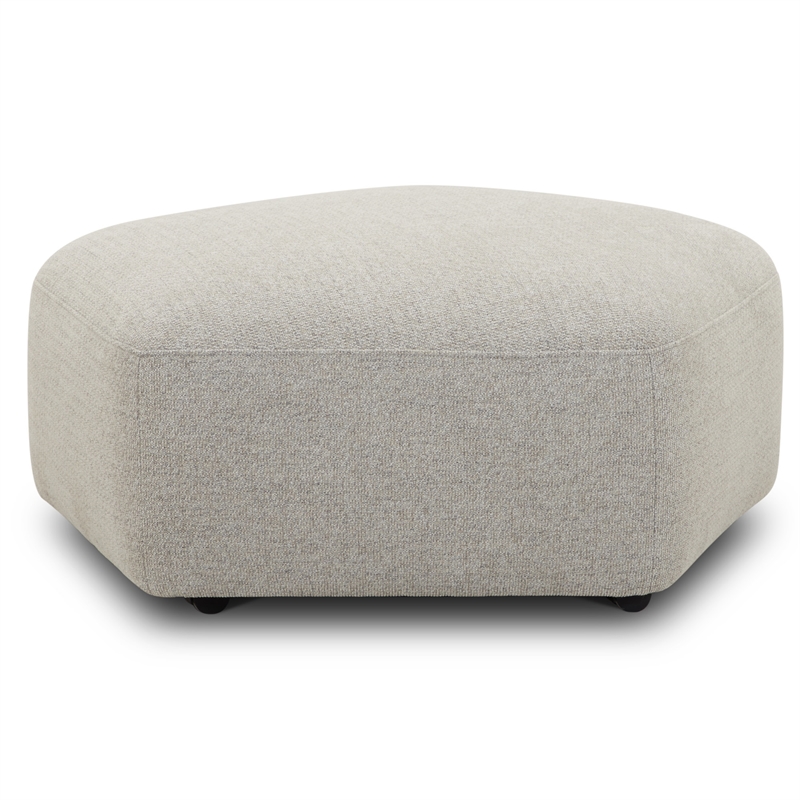 Pemberly Row Transitional Fabric Ottoman with Casters in Beige