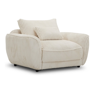 Pemberly Row Modern Fabric Chair and A Half with Lumbar Pillow in Ivory