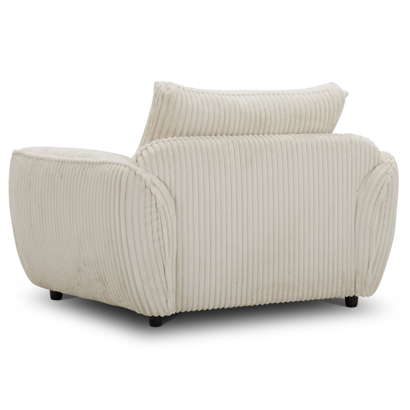 Pemberly Row Modern Fabric Chair and A Half with Lumbar Pillow in Ivory