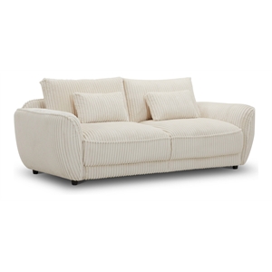 Pemberly Row Modern Fabric 2-Seat Sofa with Lumbar Pillow in Ivory