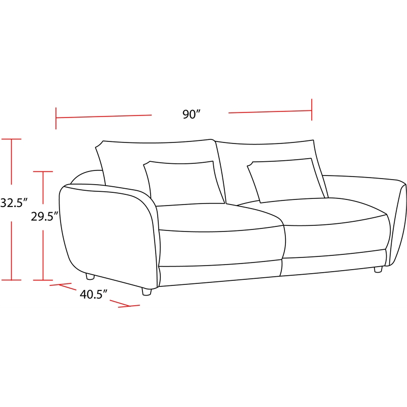 Pemberly Row Modern Fabric 2-Seat Sofa with Lumbar Pillow in Ivory