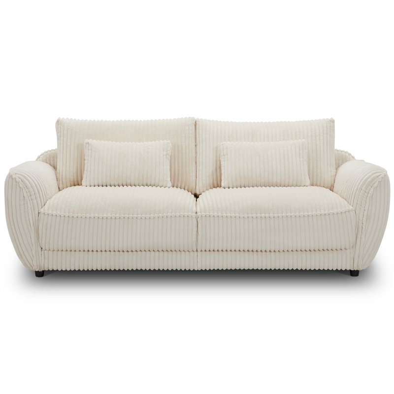 Pemberly Row Modern Fabric 2-Seat Sofa with Lumbar Pillow in Ivory