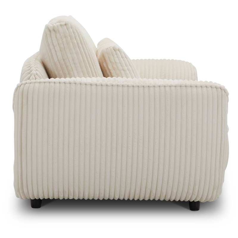 Pemberly Row Modern Fabric 2-Seat Sofa with Lumbar Pillow in Ivory