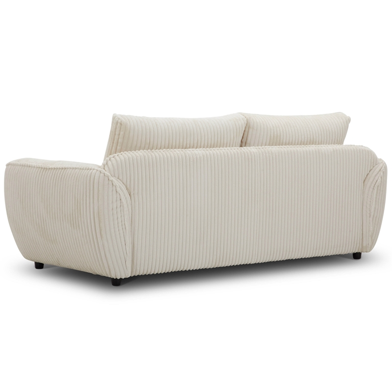 Pemberly Row Modern Fabric 2-Seat Sofa with Lumbar Pillow in Ivory