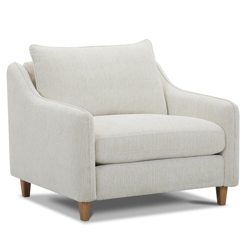 Pemberly Row Transitional Fabric Upholstered Chair in Farlo Chalk White