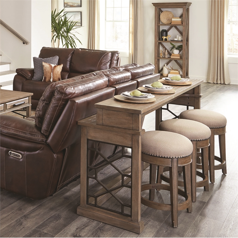 Pemberly Row Wood Everywhere Console Table in Sandstone Brown