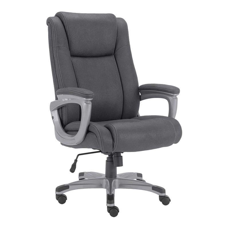 Pemberly Row Fabric Heavy Duty Desk Chair with Casters in Gray Finish