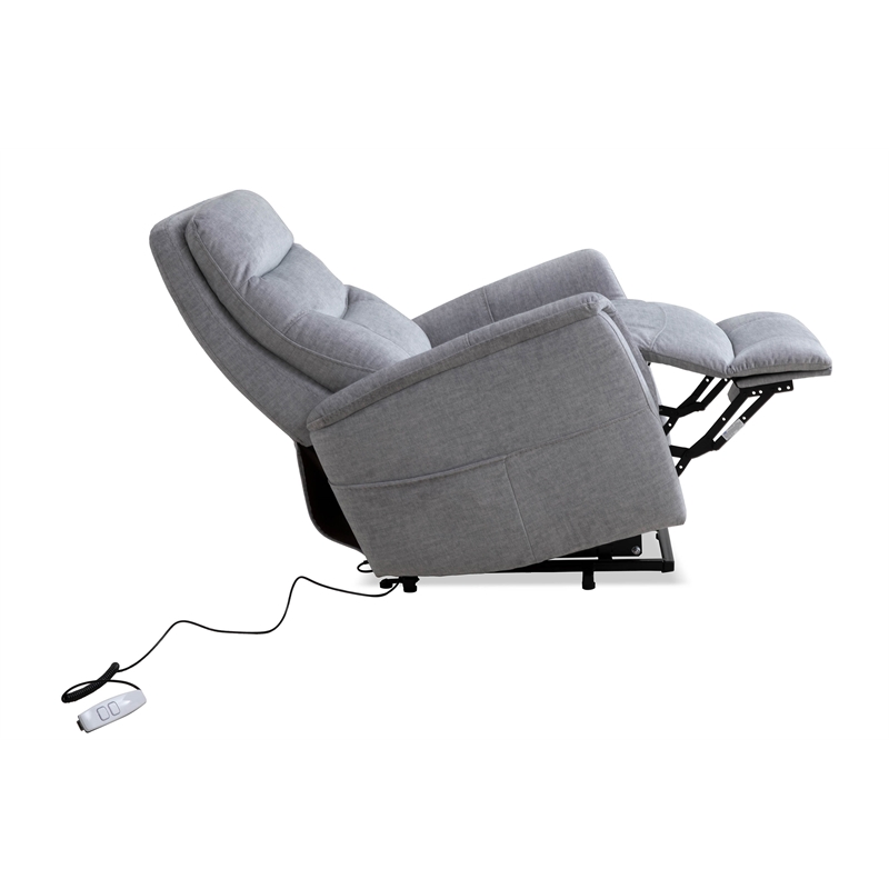 Pemberly Row Fabric Power Lift Recliner in Capri Silver Gray