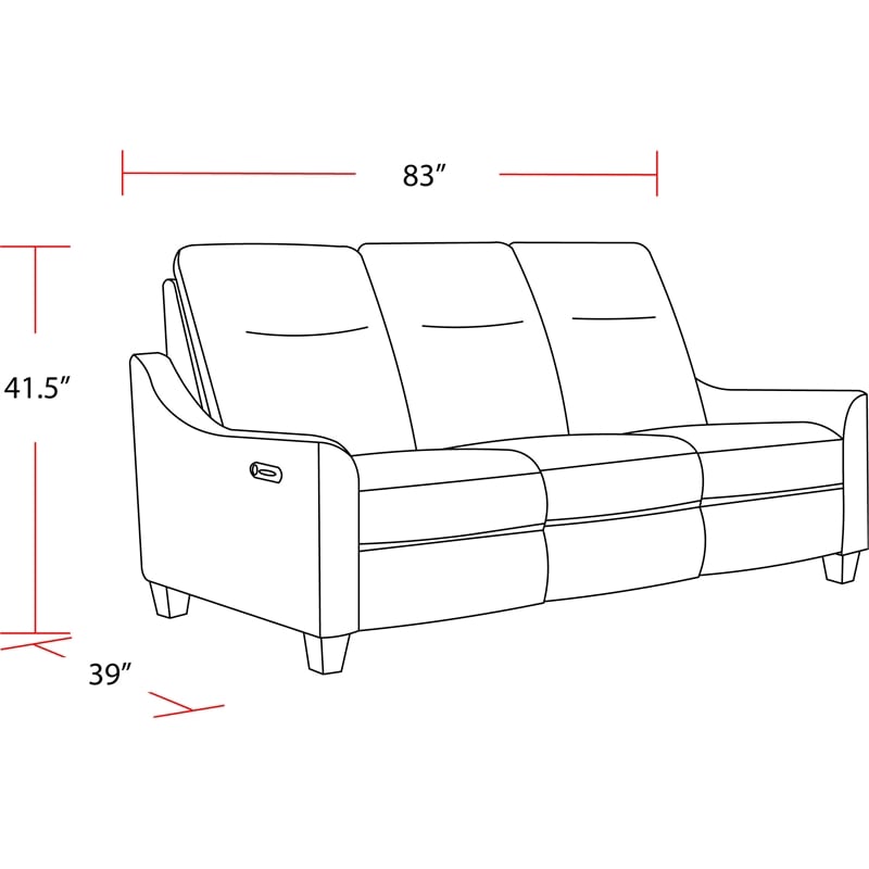 Pemberly Row Fabric Power Reclining Cordless Sofa in Pisces Marine Blue