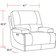 Pemberly Row Leather Power Cordless Recliner in Coffee Brown