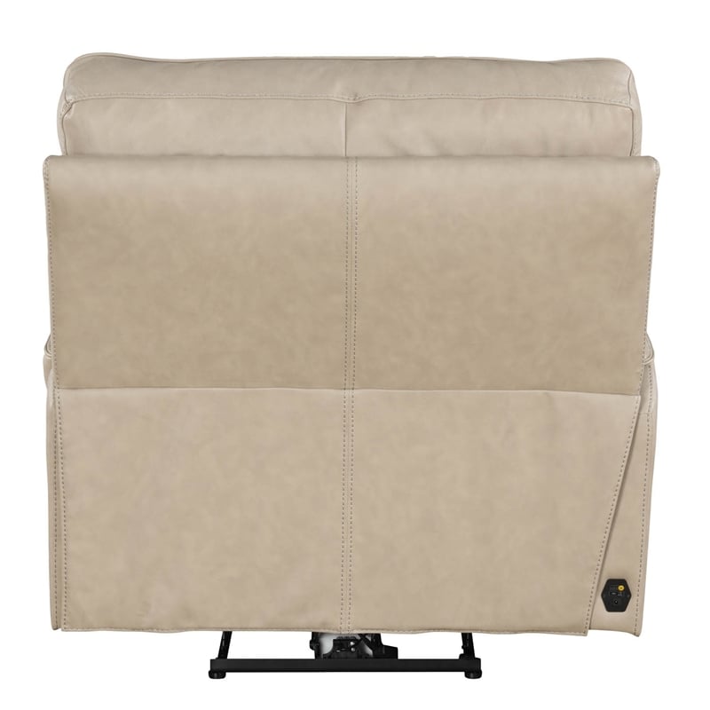 Pemberly Row Leather Power Cordless Recliner in Linen Fossil Beige