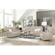 Pemberly Row Leather Power Cordless Recliner in Linen Fossil Beige