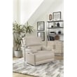 Pemberly Row Leather Power Cordless Recliner in Linen Fossil Beige