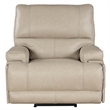 Pemberly Row Leather Power Cordless Recliner in Linen Fossil Beige