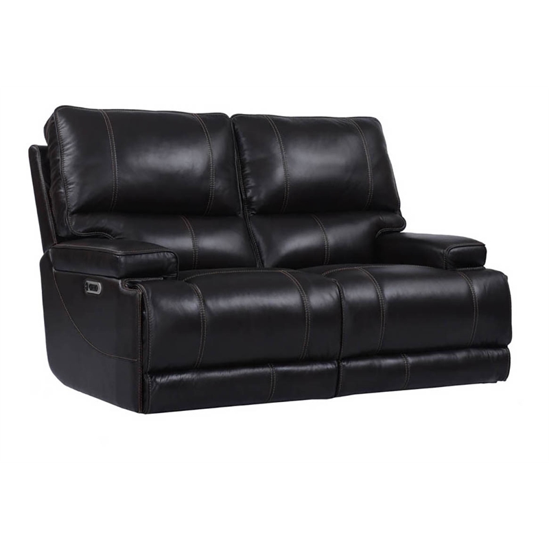 Pemberly Row Leather Power Cordless Loveseat in Coffee Brown