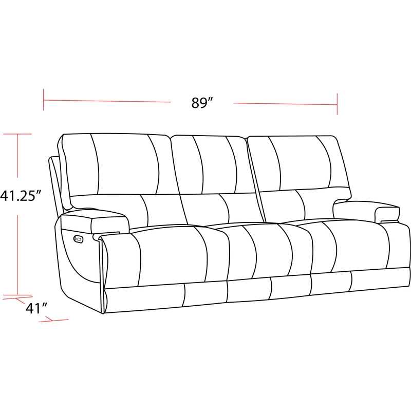 Pemberly Row Coffee Brown Leather Power Reclining Cordless Sofa