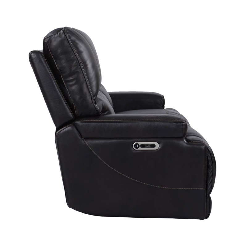 Pemberly Row Coffee Brown Leather Power Reclining Cordless Sofa