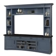 Pemberly Row Wood TV Console with Hutch and LED Lights in Denim