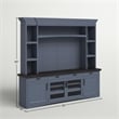 Pemberly Row Wood TV Console with Hutch and LED Lights in Denim