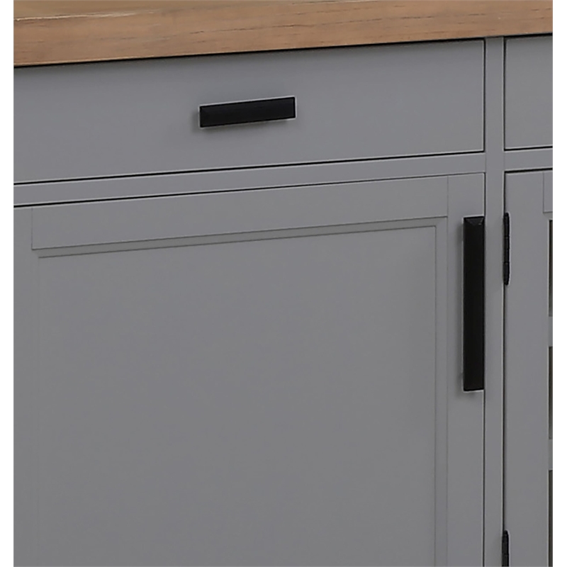 Pemberly Row Wood TV Console with Hutch and LED Lights in Gray