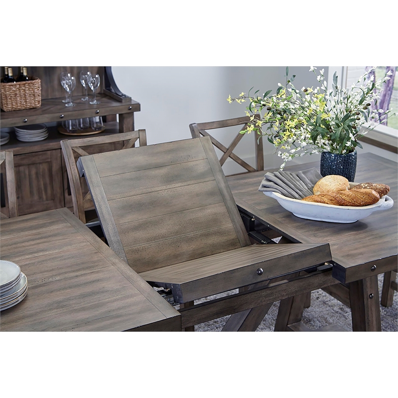 Pemberly Row Wood Dining Counter Height Extendable Dining Table in Brown