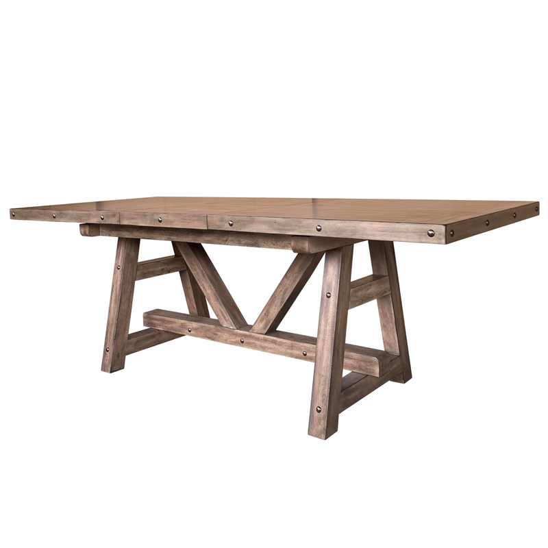 Pemberly Row Wood Dining Counter Height Extendable Dining Table in Brown